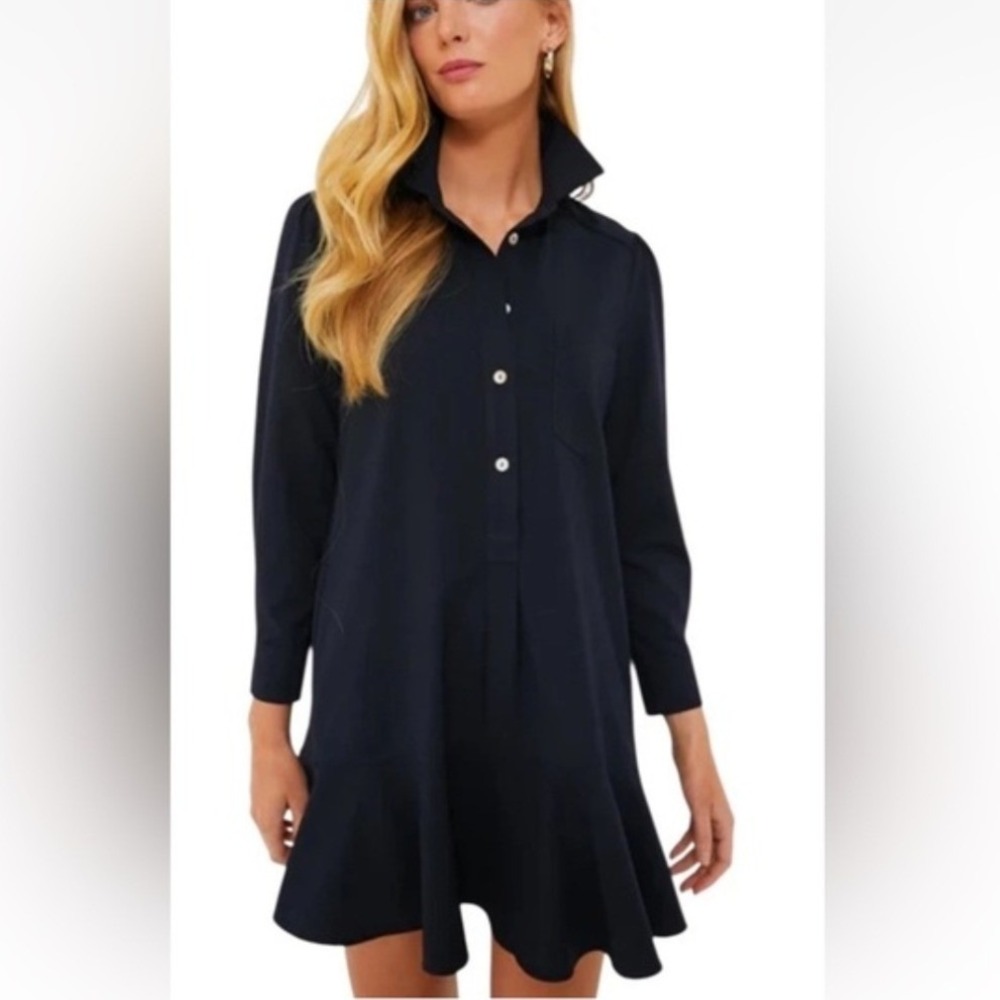 Tuckernuck Navy Blue Crepe Callahan Shirt Dress Y23002T Small NWT